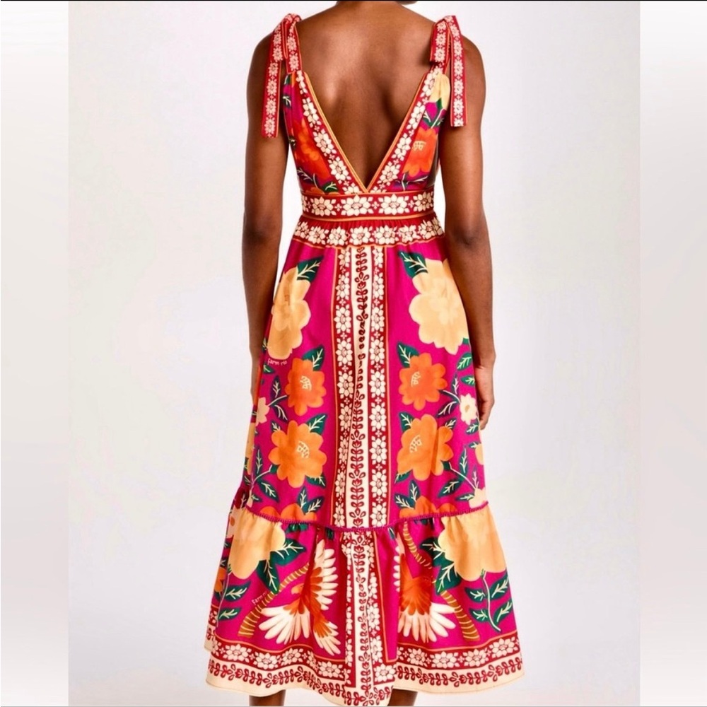 FARM Rio Pink Floral Tie-Shoulder Midi Dress - Picture 5 of 5
